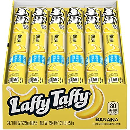Laffy Taffy Rope Candy, Banana Flavor, 0.81 Ounce Ropes (Pack of 24)