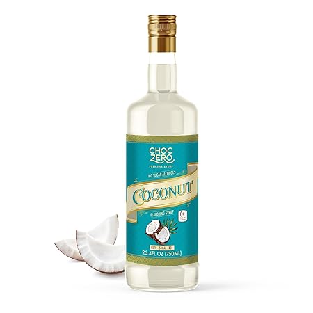 ChocZero Coconut Syrup – Sugar Free Flavoring Syrup for Coffee, Tea & Baking – Keto Friendly, Low Carb, No Sugar Alcohols, Vegan & Gluten Free – 25.4 Fluid Ounces