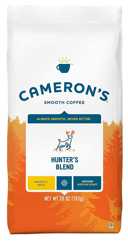 Cameron's Coffee Hunter's Blend Ground Coffee, Medium Roast, 100% Arabica, 28-Ounce Bag, (Pack of 4)