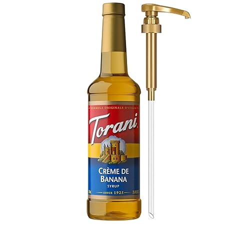 Torani Crème de Banana Syrup for Drinks & Desserts, Pump Included, 25.4 Fl Oz