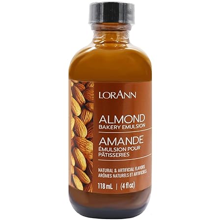 LorAnn Oils Almond Bakery Emulsion: True Essence, Ideal for Boosting Fruit Tones in Cakes, Cookies & Desserts, Gluten-Free, Keto-Friendly, Extract Substitute Essential for Your Kitchen, 4 Oz, 4 Pack
