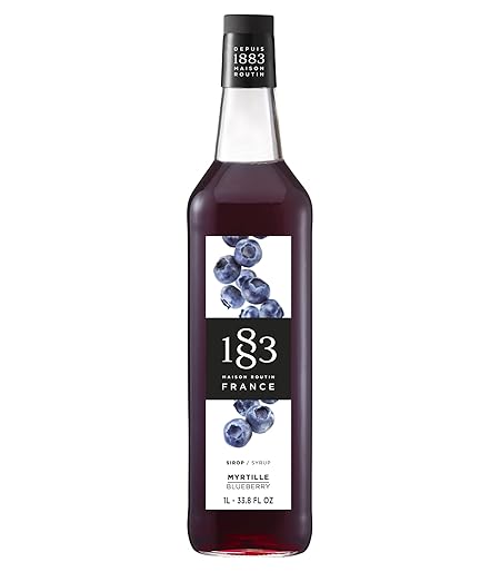 1883 Blueberry Syrup for Drinks, Made in France, 1 Liter Glass Bottle