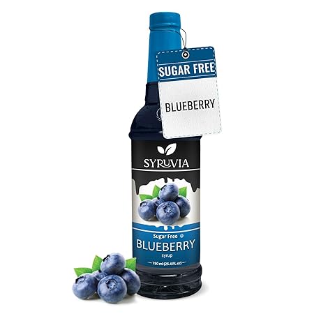 Syruvia Sugar-Free Blueberry Syrup, Flavored Syrup for Drinks, Cocktails, Lemonades, Iced Teas, and Desserts – 25.4 fl oz