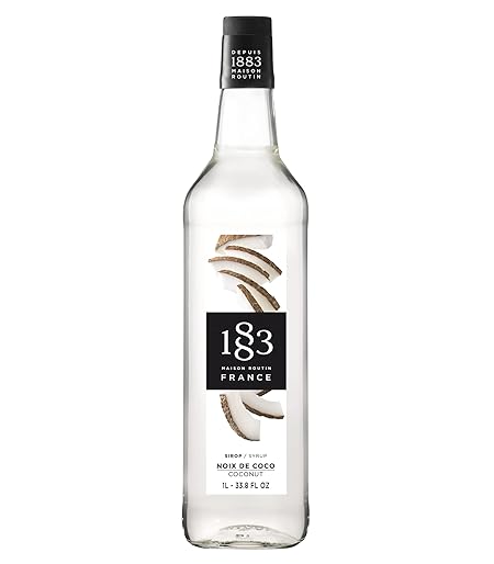1883 Coconut Syrup for Drinks, Made in France, 1 Liter Plastic Bottle