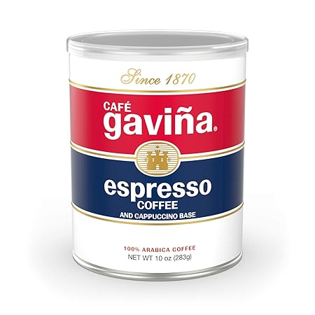 Café Gaviña Espresso Roast Ground Coffee: Rich, Dark Roast Blend with Spicy, Dark Chocolate Notes -For Espresso Machines, Lattes, and Cappuccinos- 10 oz Can