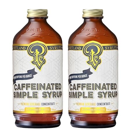 Portland Syrups - Caffeinated Simple Syrup - Premium Beverage Concentrate for a Boost of Clean Energy - Add to Soda, Cocktails, Tea, Coffee Drinks, and More - 12 oz with 24 Servings (Pack of 2)