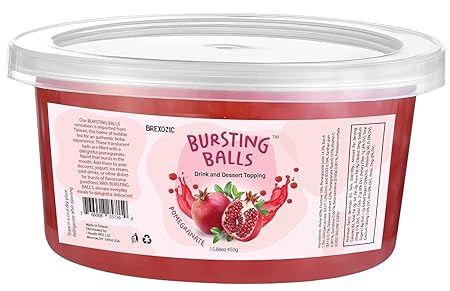BREXONIC Boba Pearls, Pomegranate Popping Bursting Boba, Tapioca Pearls For Bubble Tea (Pomegranate, 1 LB 1 Pack)