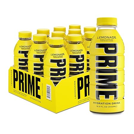PRIME Hydration LEMONADE, Sports Drinks, Electrolyte Enhanced for Replenishing Fluids, 250mg BCAAs, B Vitamins, Antioxidants, Low Sugar, 16.9 Fl Oz, 12 Pack