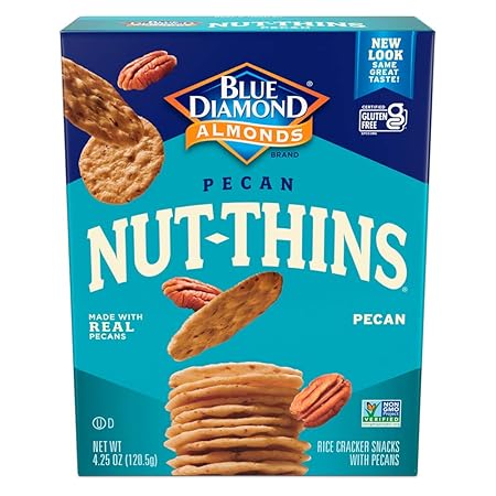 Blue Diamond Almonds, Pecan Thins Gluten Free Cracker Crisps perfect for Snacking, 4.25 oz