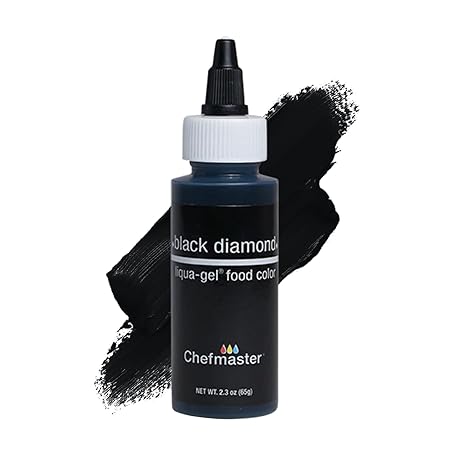Chefmaster Black Diamond Liqua-Gel® Food Coloring | Vibrant Color | Professional-Grade Dye for Icing, Frosting, Fondant | Baking & Decorating | Fade-Resistant | Easy-to-Use | Made in USA | 2.3 oz