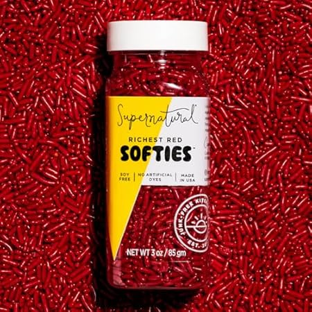 Supernatural Richest Red Softies Natural Red Sprinkles, Dye-Free, All Natural, Made in USA, No Artificial Dyes, Soy Free, Gluten Free, Vegan, 3oz