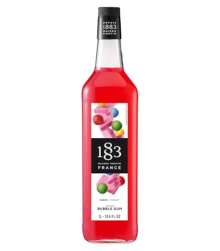 1883 Bubblegum Syrup for Drinks, Made in France, 1 Liter Glass Bottle