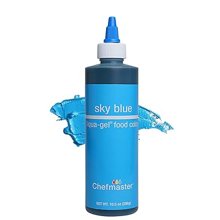 Chefmaster Sky Blue Liqua-Gel® Food Coloring | Vibrant Color | Professional-Grade Dye for Icing, Frosting, Fondant | Baking & Decorating | Fade-Resistant | Easy-to-Use | Made in USA | 10.5 oz