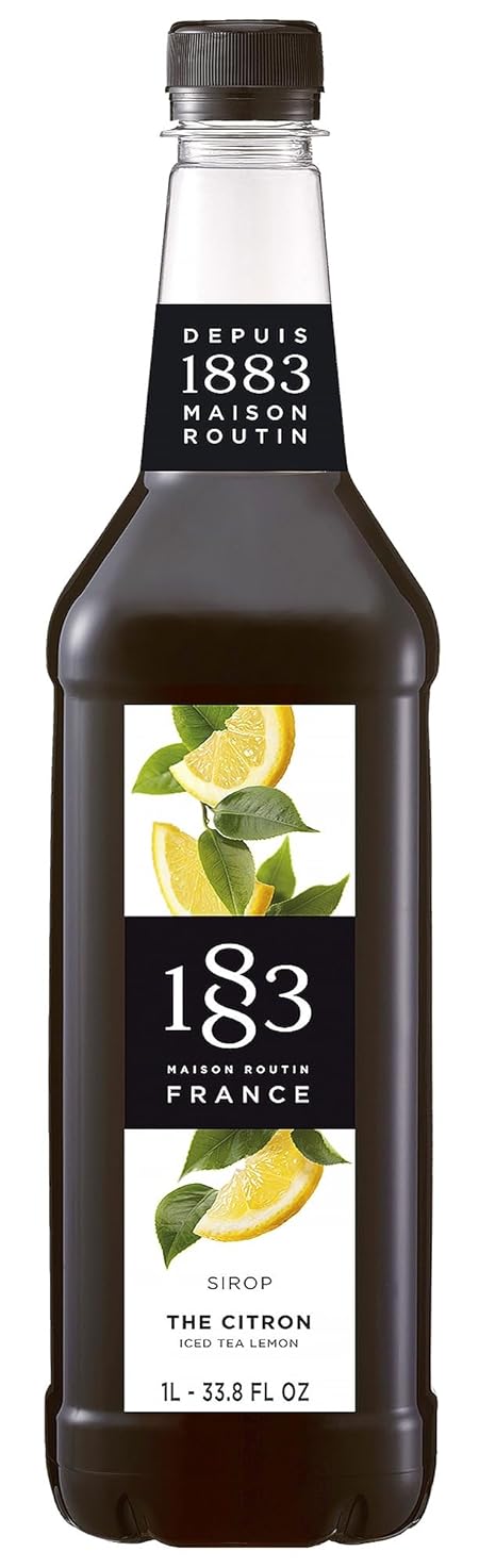 1883 Iced Tea Lemon Syrup for Drinks, Made in France, 1 Liter Plastic Bottle