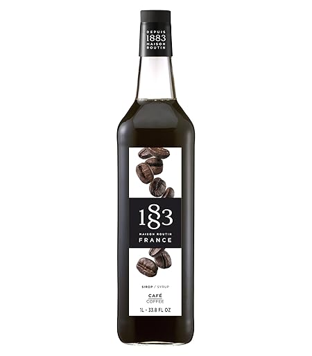 1883 Coffee Syrup, Coffee Syrup for Drinks, Made in France, 1 Liter Glass Bottle
