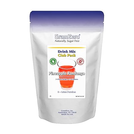 GramZero Pineapple Fandango Zero Calorie Sugar Free Drink Mix, Great For Nutrition Club Loaded Tea, Stevia Sweetened