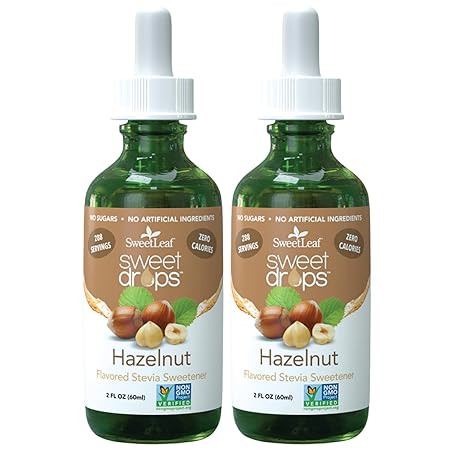 SweetLeaf Stevia Liquid Sweet Drops - Hazelnut Flavored Drops, Stevia Liquid Sweetener, Zero-Calorie, Sugar-Free Syrup Alternative for Keto Coffee, Baking, Shakes, 2 Fl Oz (Pack of 2)