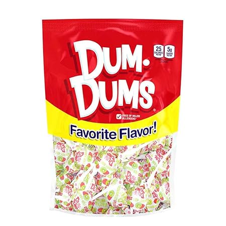Dum Dums Strawberry Kiwi Lollipops - Bulk Candy Box with Lollipops Individually Wrapped, Single Flavor Gourmet Suckers - 50 Count