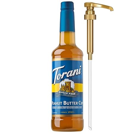 Torani Sugar Free Coffee Syrup, Peanut Butter Cup for Drinks, Zero Calorie, Pump Included, 25.4 Fl Oz