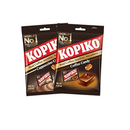 Kopiko Coffee & Cappuccino Candy – Bold-Tasty Hard Candy from Indonesia with Real Coffee Extract – A Satisfying Boost for On-the-Go Energy (2-Pack, 4.23oz Each)