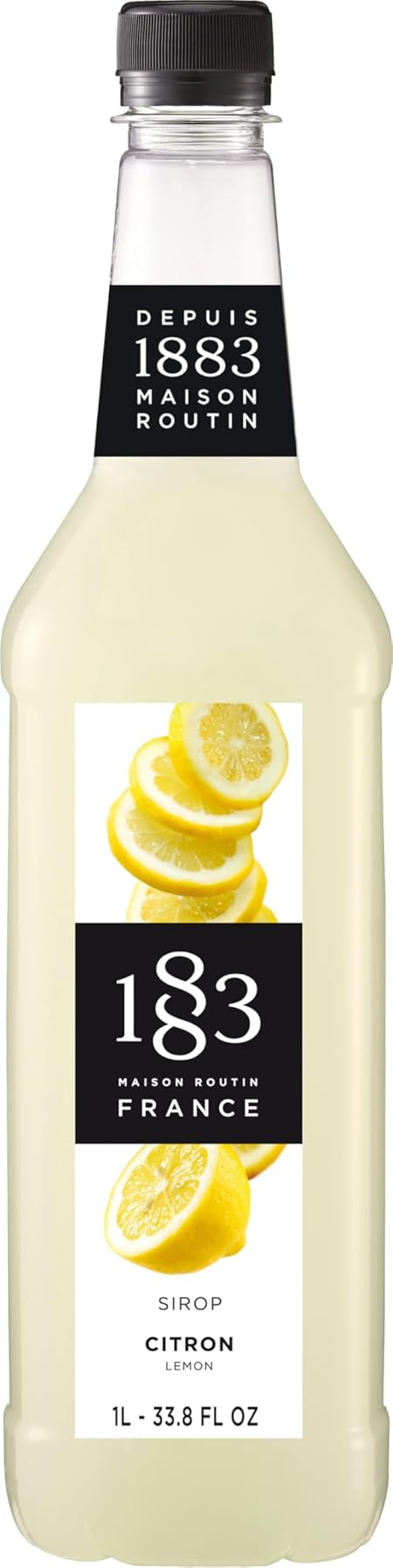 1883 Lemon Syrup for Drinks, Made in France, 1 Liter Plastic Bottle