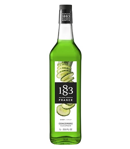 1883 Cucumber Syrup for Drinks, Made in France, 1 Liter Glass Bottle