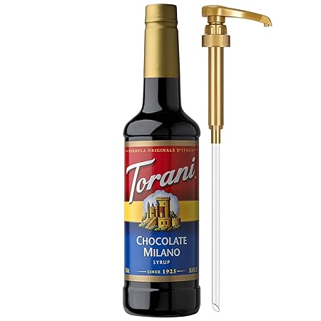 Torani Coffee Syrup, Chocolate Milano Flavored Syrup for Drinks, Pump Included, 25.4 Fl Oz