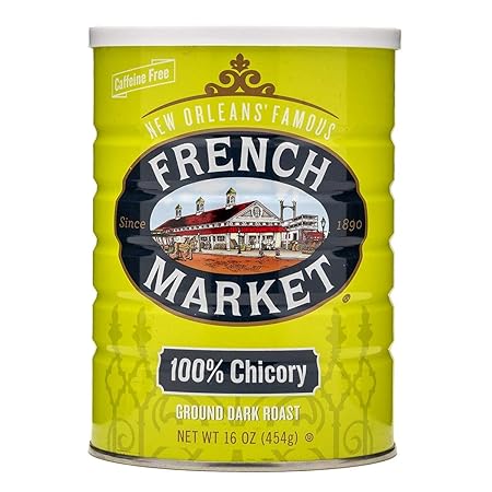 French Market 100% Pure Ground Dark Roast Chicory, Caffeine Free, 16oz Can (Pack of 1)