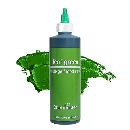 Chefmaster Leaf Green Liqua-Gel® Food Coloring | Vibrant Color | Professional-Grade Dye for Icing, Frosting, Fondant | Baking & Decorating | Fade-Resistant | Easy-to-Use | Made in USA | 10.5 oz