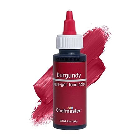 Chefmaster Burgundy Liqua-Gel® Food Coloring | Vibrant Color | Professional-Grade Dye for Icing, Frosting, Fondant | Baking & Decorating | Fade-Resistant | Easy-to-Use | Made in USA | 2.3 oz