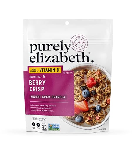 Purely Elizabeth, Berry Crisp, Ancient Grain Granola with Vitamin D, Gluten-Free (8oz Bag)