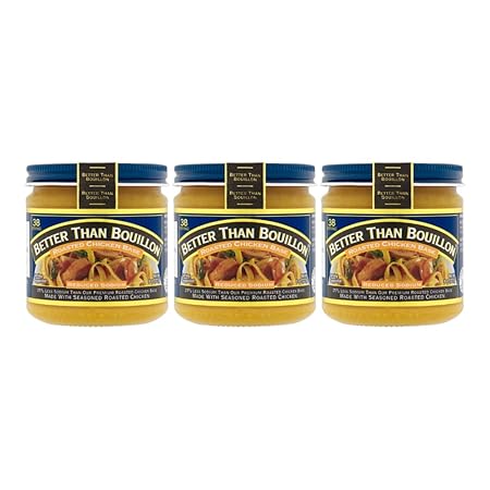 Better Than Bouillon Reduced Sodium Roasted Chicken Base, Made with Seasoned Roasted Chicken & Less Sodium, 38 Servings Per Jar 8 Ounce (Pack of 3)