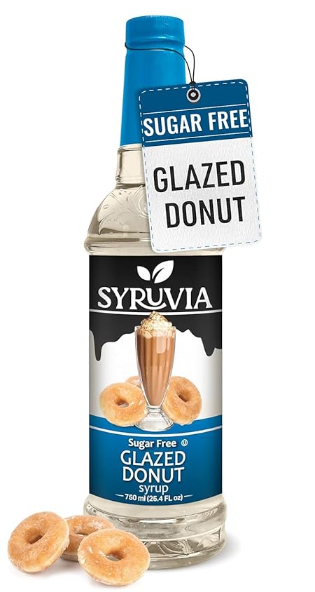 Syruvia Sugar Free Coffee Syrup, Glazed Donut Flavored Syrup for Drinks, Lattes, and Desserts – 25.4 fl oz