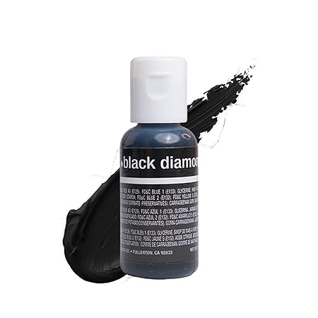 Chefmaster Black Diamond Liqua-Gel® Food Coloring | Vibrant Color | Professional-Grade Dye for Icing, Frosting, Fondant | Baking & Decorating | Fade-Resistant | Easy-to-Use | Made in USA | 0.70 oz