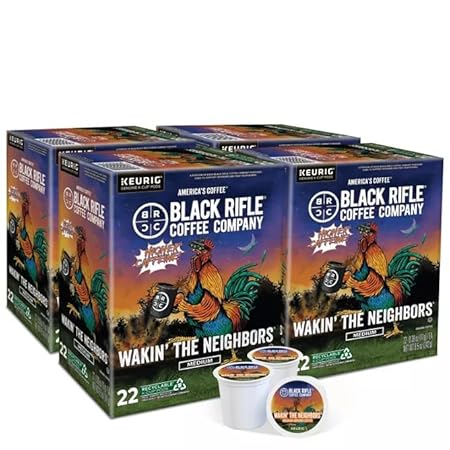 Black Rifle Coffee Company Wakin’ the Neighbors High-Caffeine Coffee Pods – Arabica & Robusta Blend for Extra Energy – Single Serve K Cup Compatible 88 Count