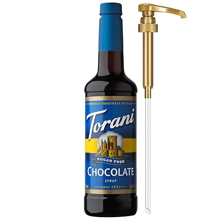 Torani Sugar Free Coffee Syrup, Chocolate Flavored Syrup for Drinks, Zero Calorie, Pump Included, 25.4 Fl Oz