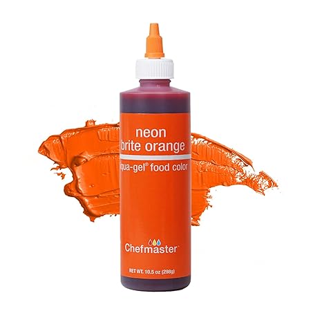 Chefmaster Neon Orange Liqua-Gel® Food Coloring | Vibrant Color | Professional-Grade Dye for Icing, Frosting, Fondant | Baking & Decorating | Fade-Resistant | Easy-to-Use | Made in USA | 10.5 oz