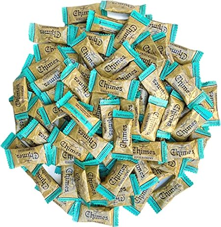 CHIMES PEPPERMINT Ginger Chews (1-Pound 1 LB BAG) Premium Natural Chewy Ginger Candy — 16 OZ Individually Wrapped Ginger Chew Candy