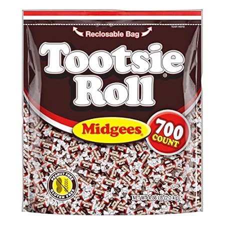 Tootsie Roll Midgees - Chewy Chocolate Gluten-Free Candy - Resealable Bag of Individually Wrapped Candies for Kids, Parties, Classroom - 700 Count (Pack of 1) (Packaging May Vary)