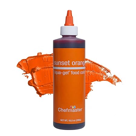 Chefmaster Sunset Orange Liqua-Gel® Food Coloring | Vibrant Color | Professional-Grade Dye for Icing, Frosting, Fondant | Baking & Decorating | Fade-Resistant | Easy-to-Use | Made in USA | 10.5 oz