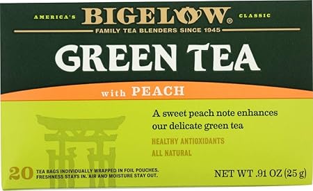Bigelow Tea, 20 Bags - Green Peach (3 Pack)