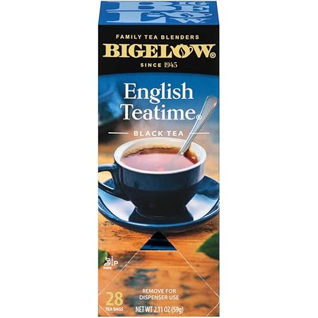 Bigelow English Teatime Tea 28-Count Box (Pack of 1) Full Caffeine Premium Black Tea Bold and Antioxidant-Rich Full Caffeine Black Tea in Foil-Wrapped Bags