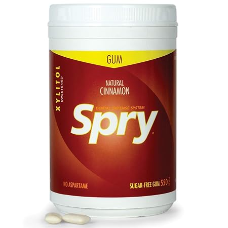 Spry Fresh Natural Xylitol Chewing Gum Dental Defense System - Aspartame-Free, Sugar-Free, Non-GMO, Gluten-Free (Cinnamon, 550 Count - Pack of 1)
