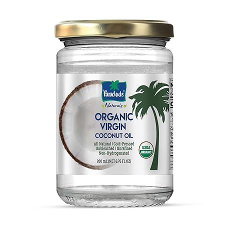 Parachute Naturalz Organic Virgin Coconut Oil | Cooking Oil, Hair Oil, Body Oil & Oil Pulling | Cold Pressed | Unbleached | Unrefined | Non-Hydrogenated | MCT Oil | USDA Certified |6.7 Fl. Oz. | Glass Jar