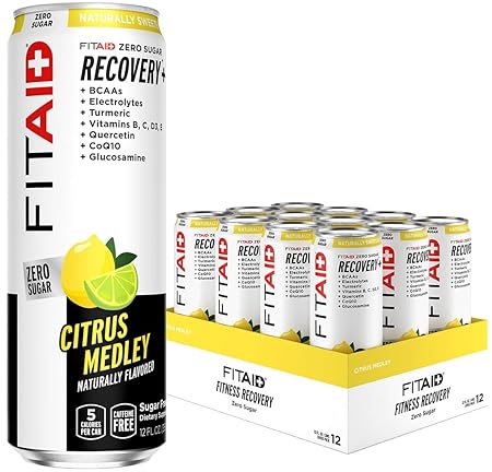 FITAID ZERO, Keto-Friendly, Number 1 Post-Workout Recovery Drink, Contains Zero Sugar, BCAAs, Glucosamine, 5 Calories, 12 Fl Oz (Pack of 12)
