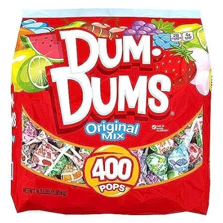 Dum Dums Original Mix 400 ct. Bag - All-Time Classic Flavors, Assorted Suckers in Bulk Candy Bag, Individually Wrapped Lollipops - Bulk Halloween Lollipops for Handing Out
