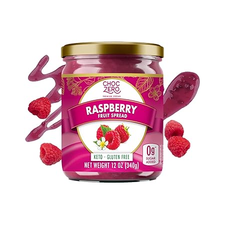 ChocZero Raspberry Jam Preserves, No Added Sugar, Keto Fruit Spread, Great Source of Fiber, All Natural, 12 Ounces (Pack of 1)