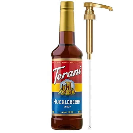 Torani Huckleberry Syrup for Drinks, Flavoring for Iced Tea, Lemonade, Sodas, and Cocktails, Pump Included, 25.4 Oz