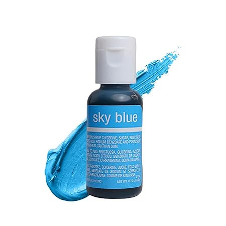 Chefmaster Sky Blue Liqua-Gel® Food Coloring | Vibrant Color | Professional-Grade Dye for Icing, Frosting, Fondant | Baking & Decorating | Fade-Resistant | Easy-to-Use | Made in USA | 0.70 oz