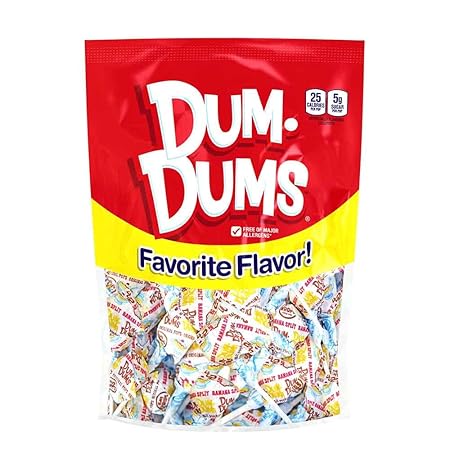 Dum Dums Banana Split Lollipops - Bulk Candy Box with Lollipops Individually Wrapped, Single Flavor Gourmet Suckers - 50 Count